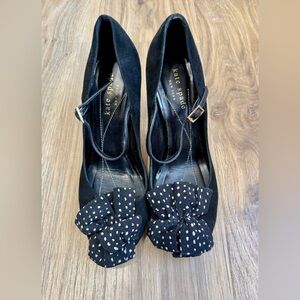 Kate Spade New York Black Suede Bow Heels | Size 6B | Made in Italy